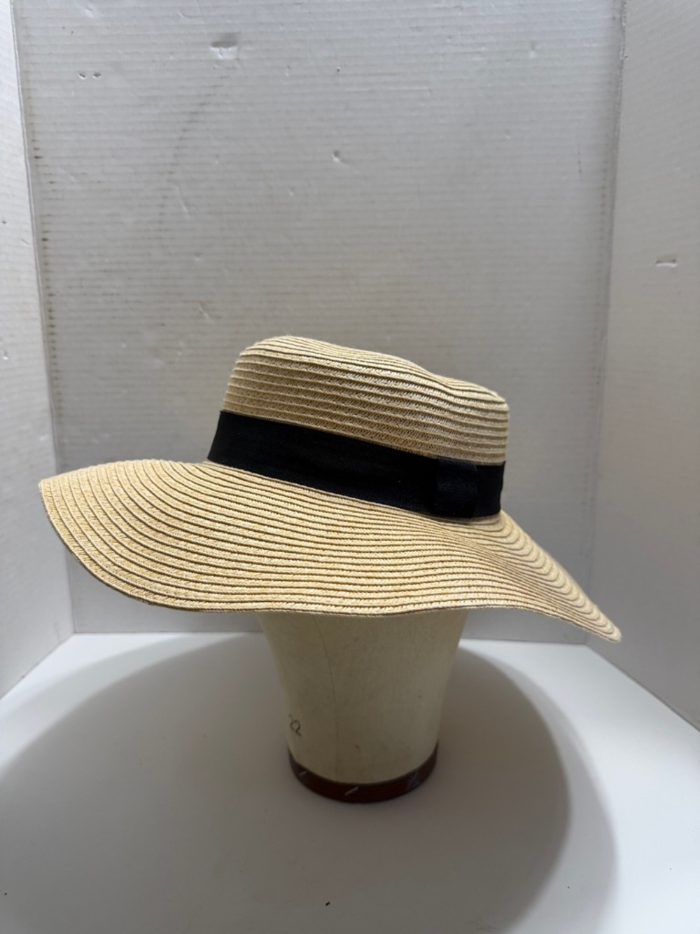H&M Beige Straw Sun Hat with Black Band
